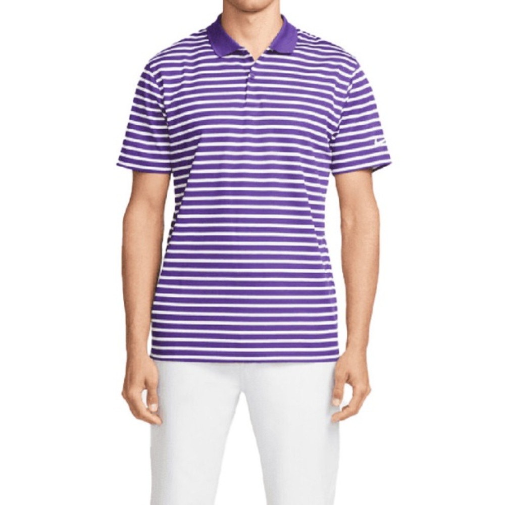 Nike Dri-Fit Purple and White Striped Polo Shirt. SZ/ L